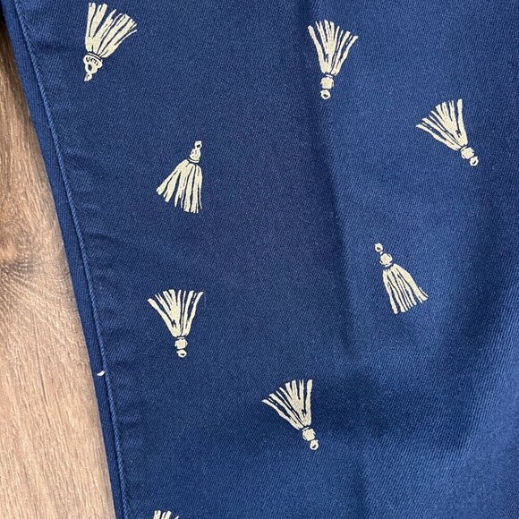 Chico's Navy So Slimming Gold Tassel Girlfriend Ankle Pants Sz 8 - Picture 3 of 13
